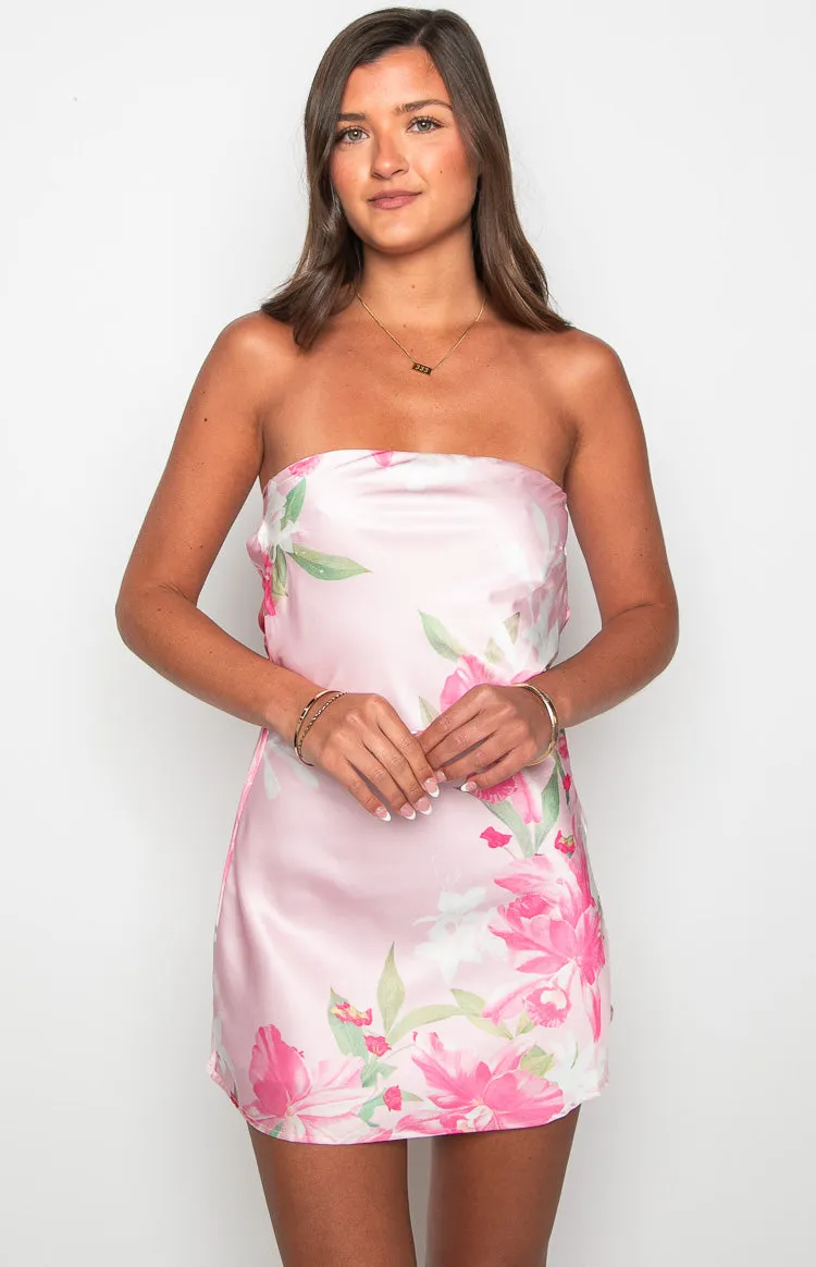 Ellie Pink Floral Strapless Mini Dress sold by Beginning Boutique product image thumbnail 2