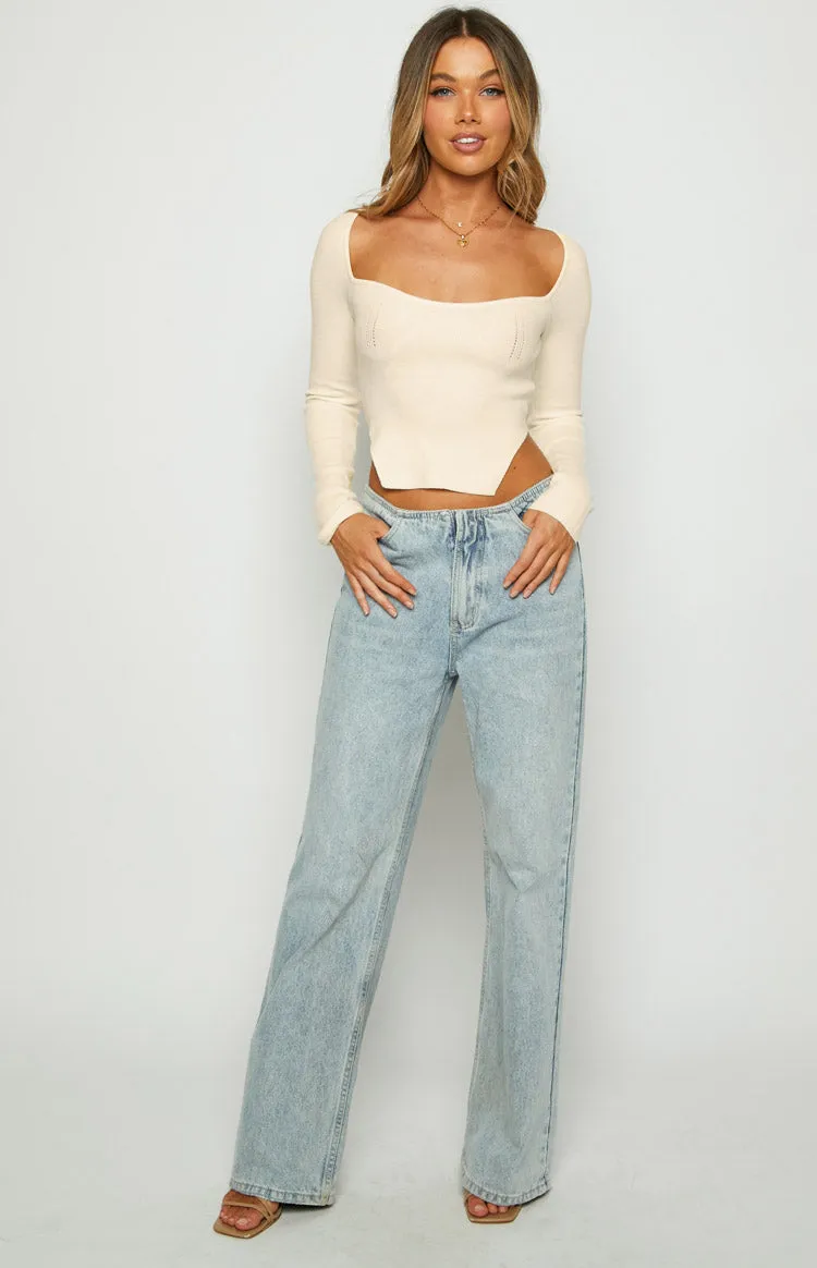 Amalia Cream Knit Sleeve Top sold by Beginning Boutique product image thumbnail 2