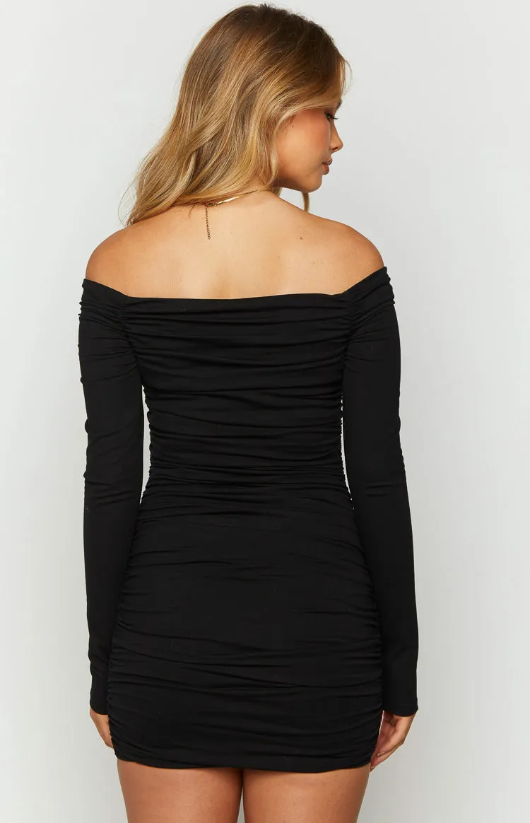 Solene Black Long Sleeve Mini Dress sold by Beginning Boutique product image thumbnail 4