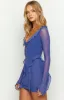 Surround Sound Blue Mesh Long Sleeve Mini Dress sold by Beginning Boutique