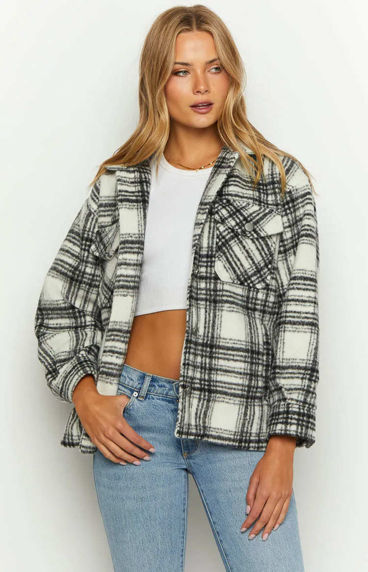 Orson Fleece Black and White Check Jacket sold by Beginning Boutique