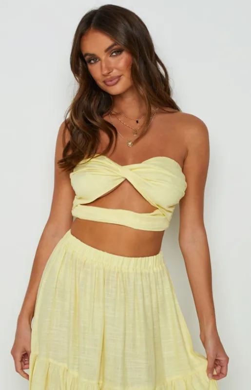 Cassian Yellow Crop Top sold by Beginning Boutique