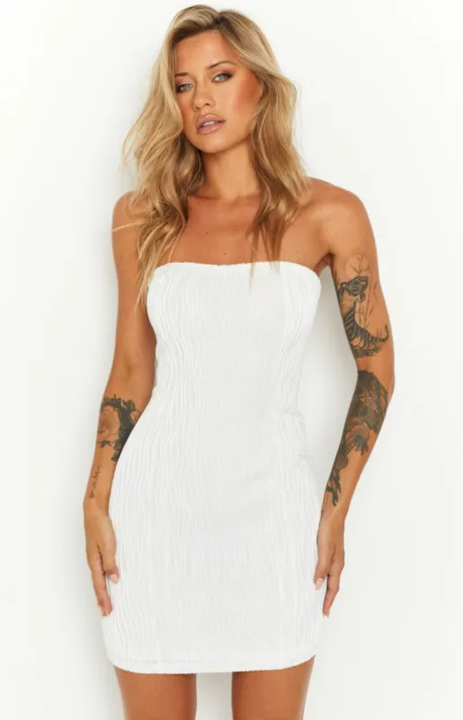 Lexington White Strapless Mini Dress sold by Beginning Boutique