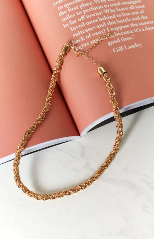 Eclat Alexandria Twist Chain Necklace Gold sold by Beginning Boutique