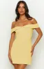 Daydreaming Yellow Off Shoulder Mini Dress sold by Beginning Boutique