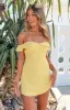 Daydreaming Yellow Off Shoulder Mini Dress sold by Beginning Boutique