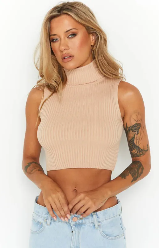 Halo Beige Knit Tank sold by Beginning Boutique