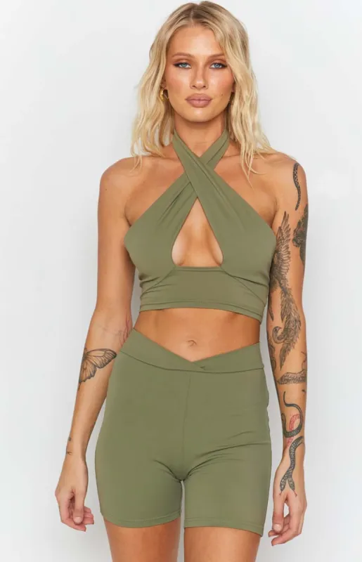 Lost City Crop Top Khaki sold by Beginning Boutique