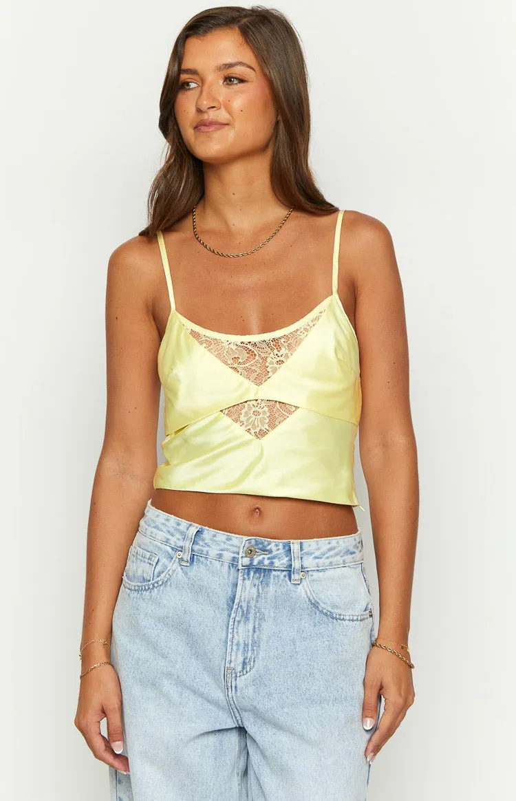 Golden Affair Yellow Satin Crop Top sold by Beginning Boutique product image thumbnail 3