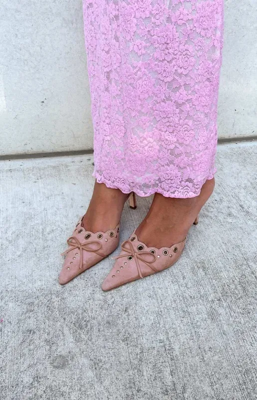 Tony Bianco Shae Blossom Suede Heels sold by Beginning Boutique