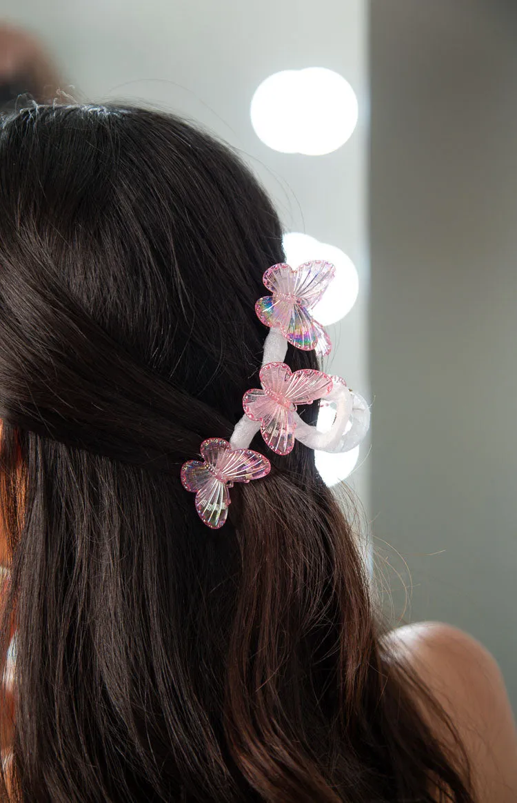 Pink Iridescent Butterfly Claw Clip sold by Beginning Boutique