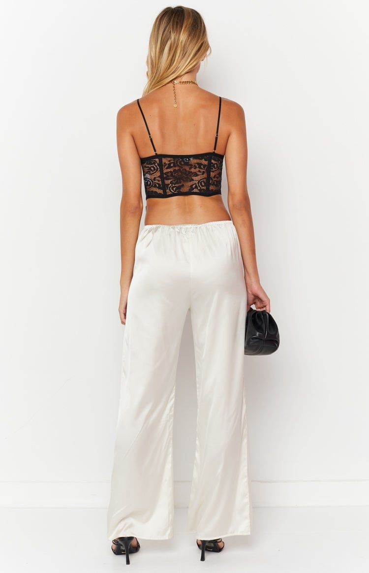 Bridget White Satin Pants sold by Beginning Boutique product image thumbnail 8
