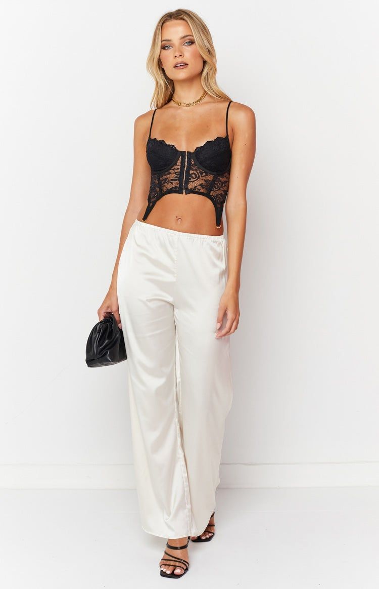 Bridget White Satin Pants sold by Beginning Boutique product image thumbnail 5