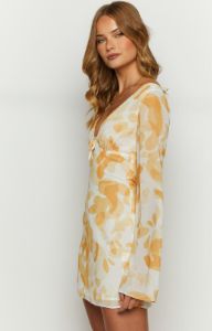 Emmerson Yellow Print Long Sleeve Mini Dress sold by Beginning Boutique