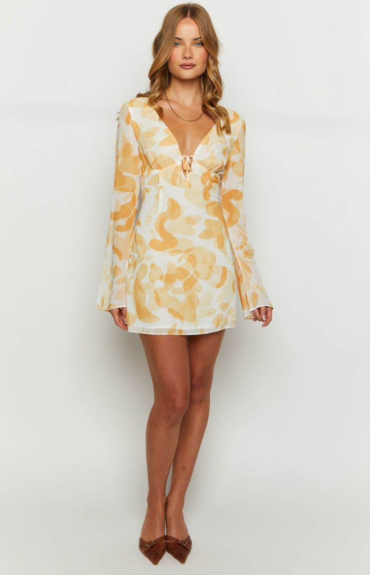 Emmerson Yellow Print Long Sleeve Mini Dress sold by Beginning Boutique product image thumbnail 2