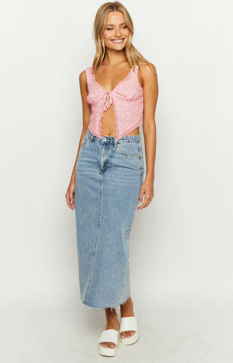 Claudia Pink Tie Front Top sold by Beginning Boutique product image thumbnail 2