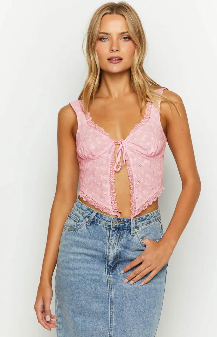 Claudia Pink Tie Front Top sold by Beginning Boutique product image thumbnail 3