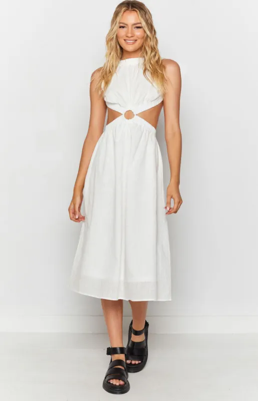 Odessa Backless Midi Dress White sold by Beginning Boutique