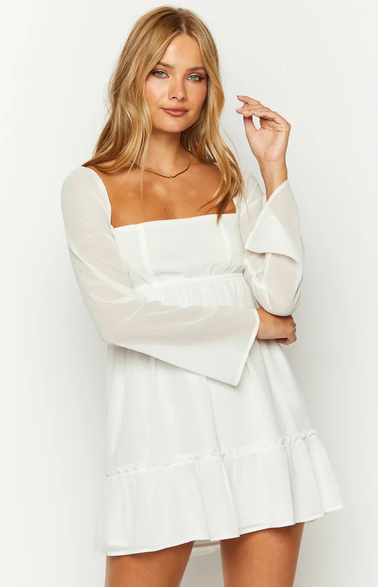 Gemima White Chiffon Mini Dress sold by Beginning Boutique product image thumbnail 3
