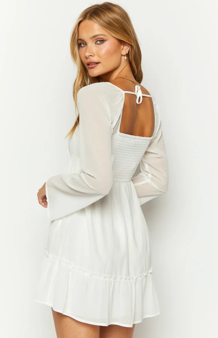 Gemima White Chiffon Mini Dress sold by Beginning Boutique product image thumbnail 5