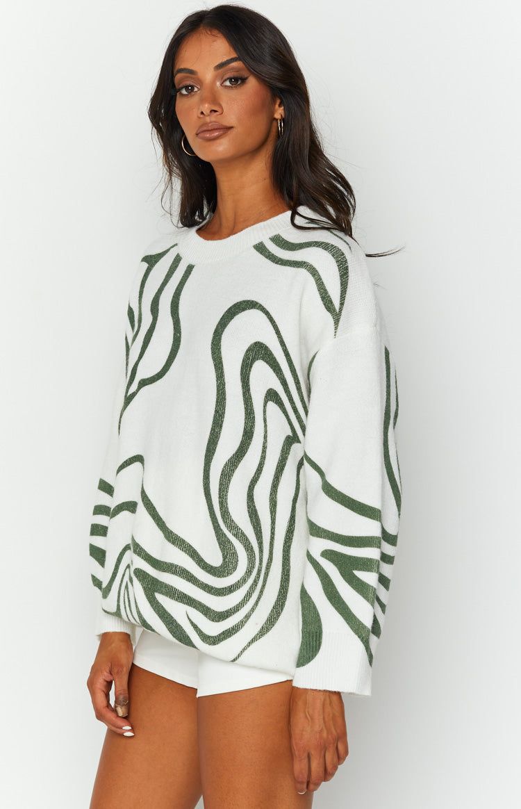 Tylah Green Printed Sweater sold by Beginning Boutique product image thumbnail 4