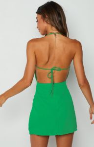 Destiny Green Mini Dress sold by Beginning Boutique