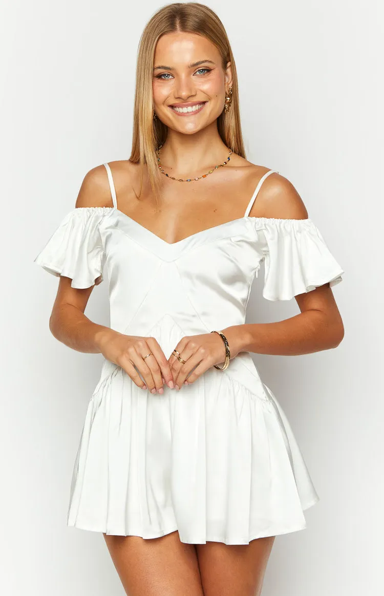 Asher White Satin Playsuit sold by Beginning Boutique product image thumbnail 2