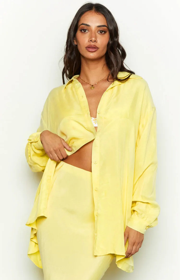 Zariah Yellow Cupro Button Up Shirt sold by Beginning Boutique product image thumbnail 3