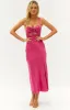 Anastasia Hot Pink Midi Dress sold by Beginning Boutique