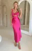 Anastasia Hot Pink Midi Dress sold by Beginning Boutique