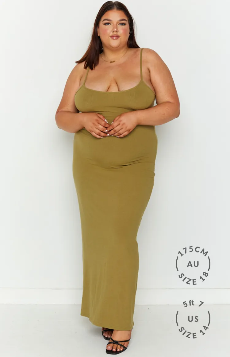 Melrose Khaki Maxi Dress sold by Beginning Boutique product image thumbnail 4