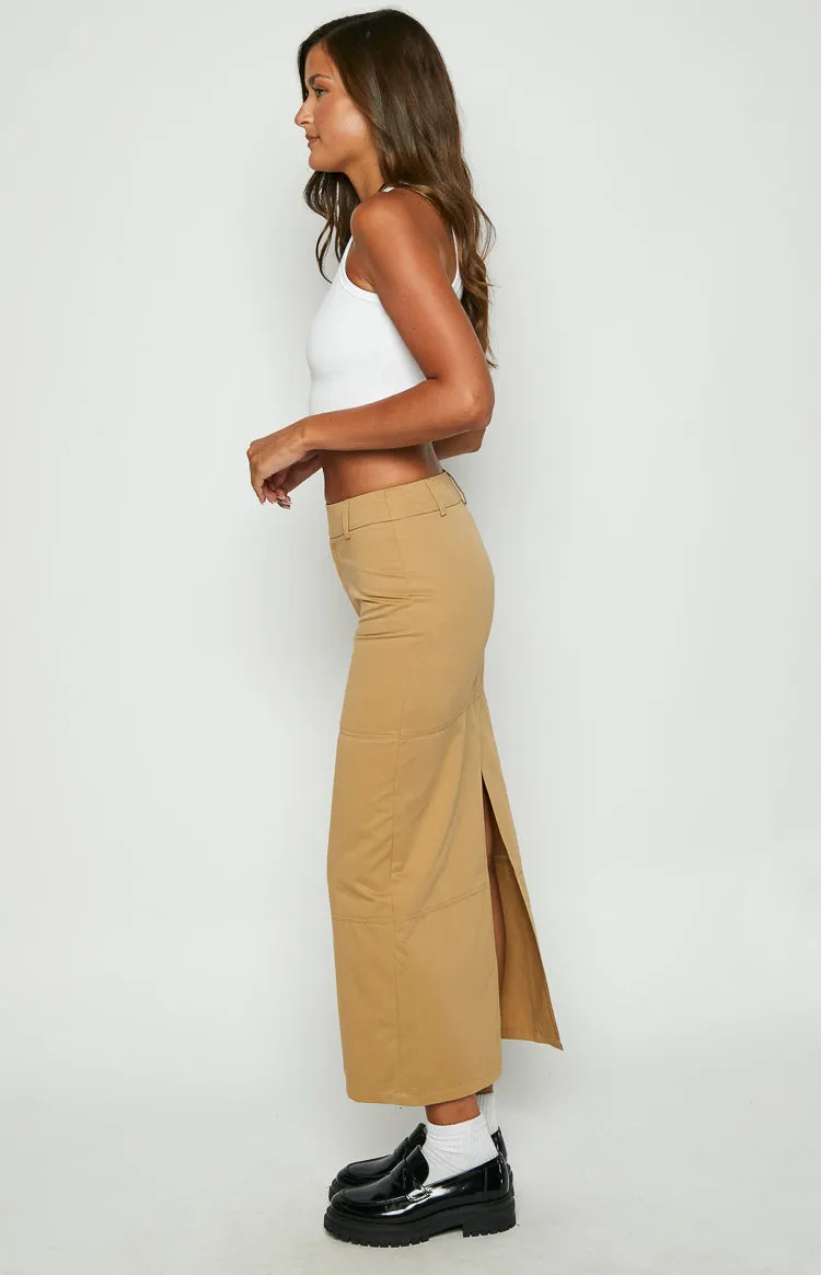 My Way Tan Maxi Skirt sold by Beginning Boutique product image thumbnail 3
