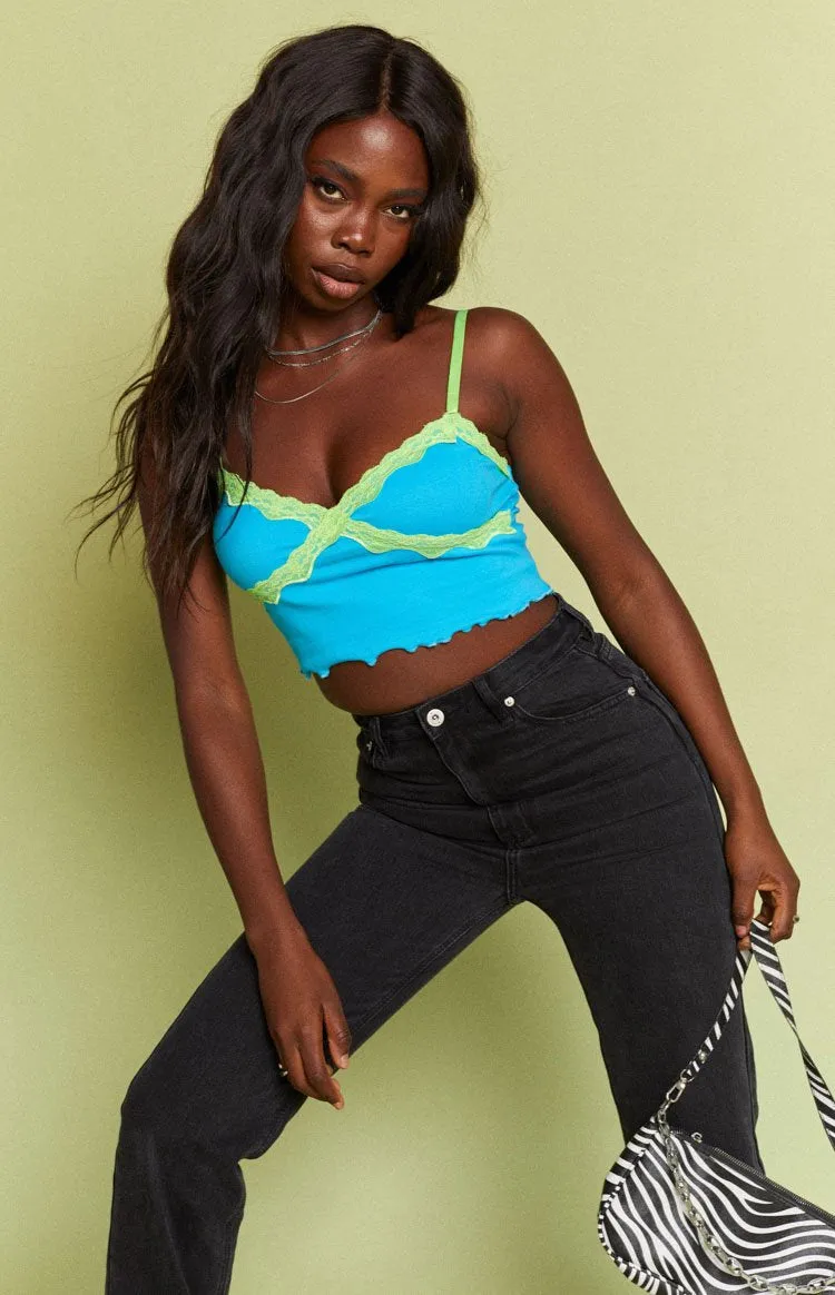 Octavia Lace Spliced Tank Top Blue sold by Beginning Boutique product image thumbnail 2