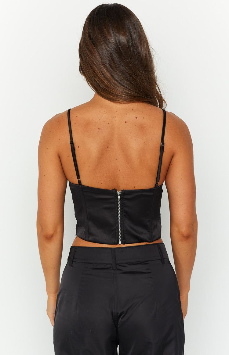 Charlise Black Corset Crop Top sold by Beginning Boutique product image thumbnail 5