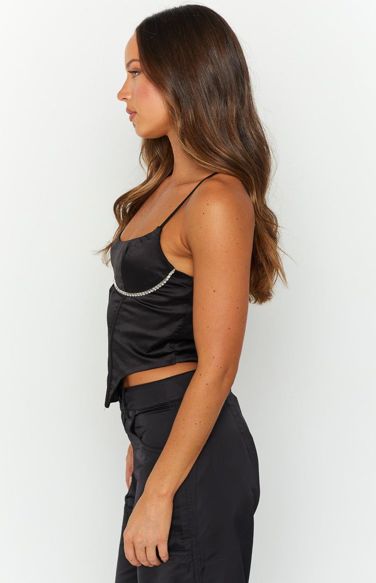 Charlise Black Corset Crop Top sold by Beginning Boutique product image thumbnail 4