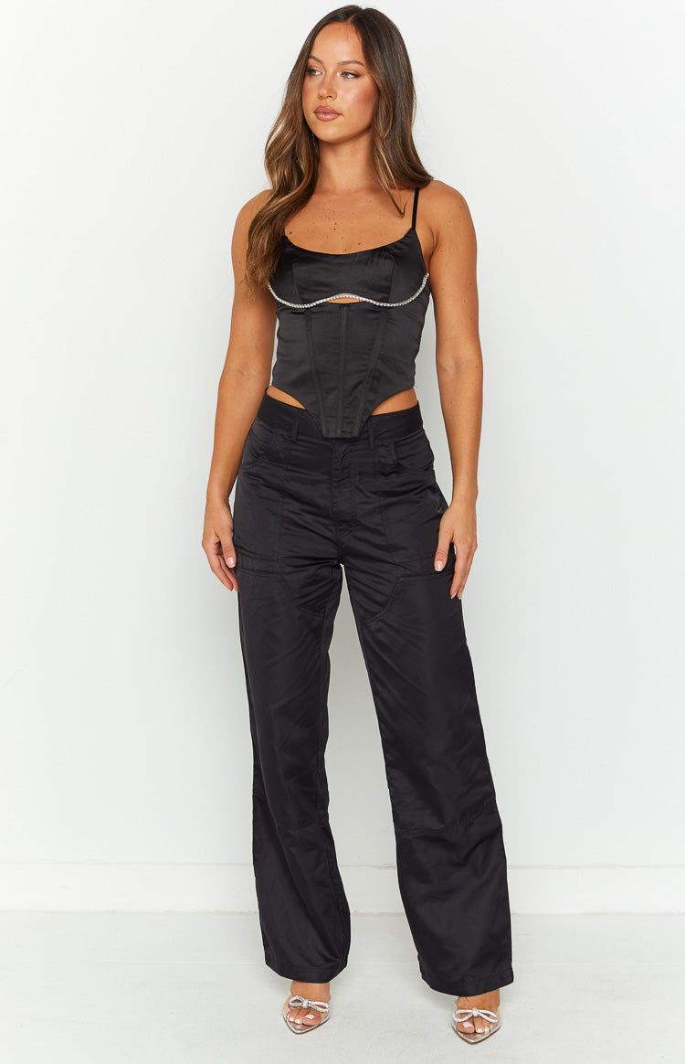 Charlise Black Corset Crop Top sold by Beginning Boutique product image thumbnail 2