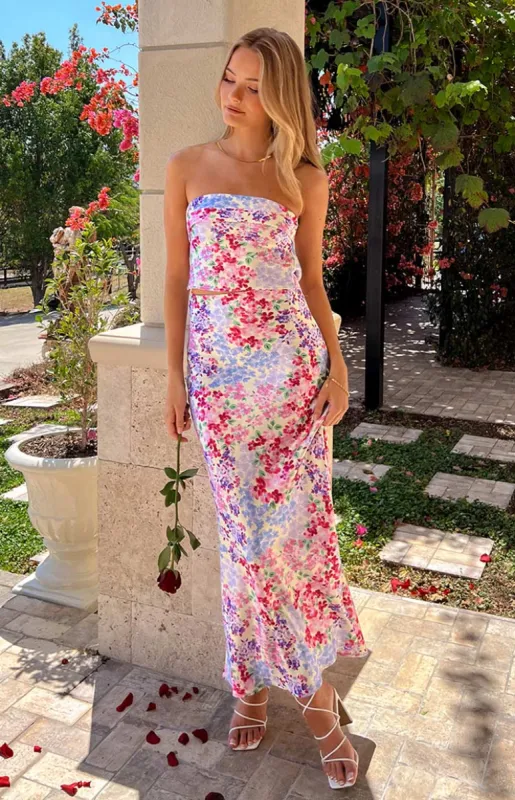 Genevieve Floral Print Maxi Skirt sold by Beginning Boutique