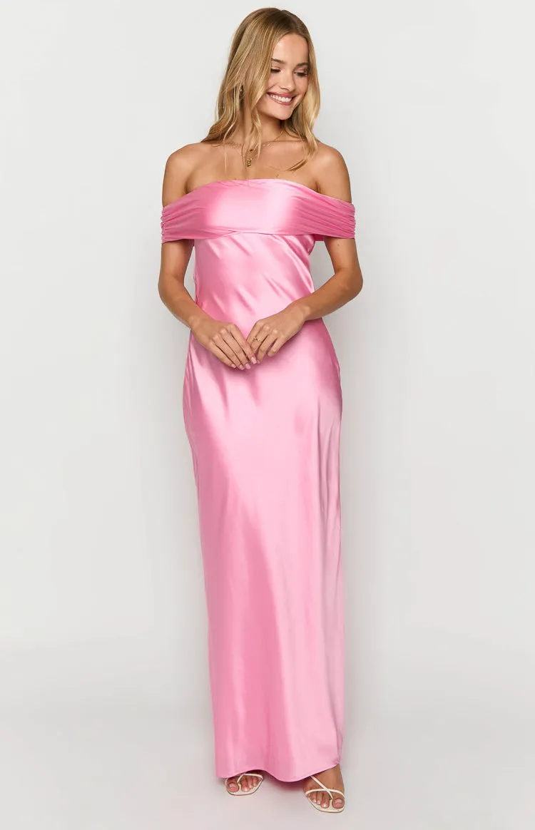 Seraphina Pink Off The Shoulder Maxi Dress sold by Beginning Boutique product image thumbnail 3