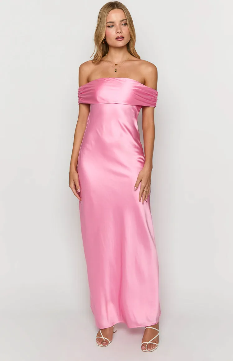 Seraphina Pink Off The Shoulder Maxi Dress sold by Beginning Boutique product image thumbnail 2