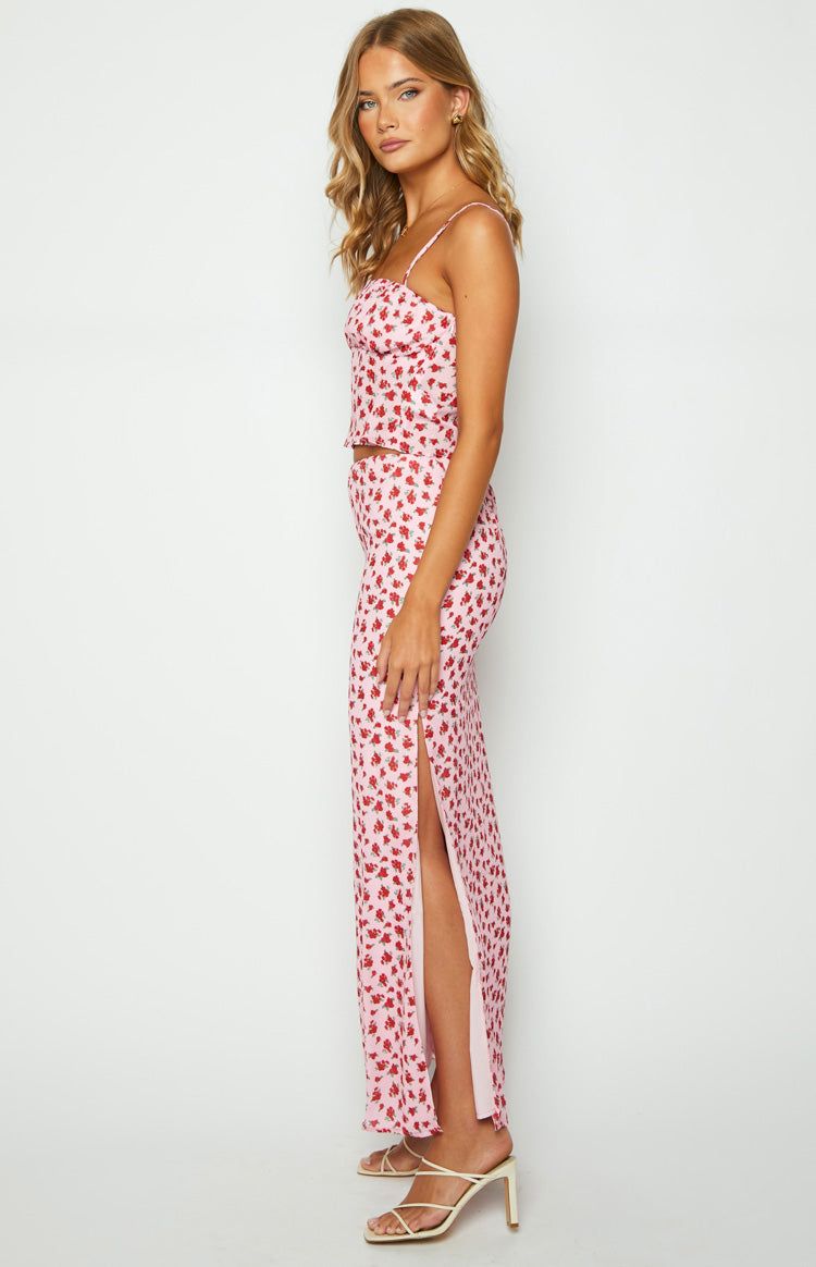 Yesterday Pink Floral Skirt sold by Beginning Boutique product image thumbnail 6