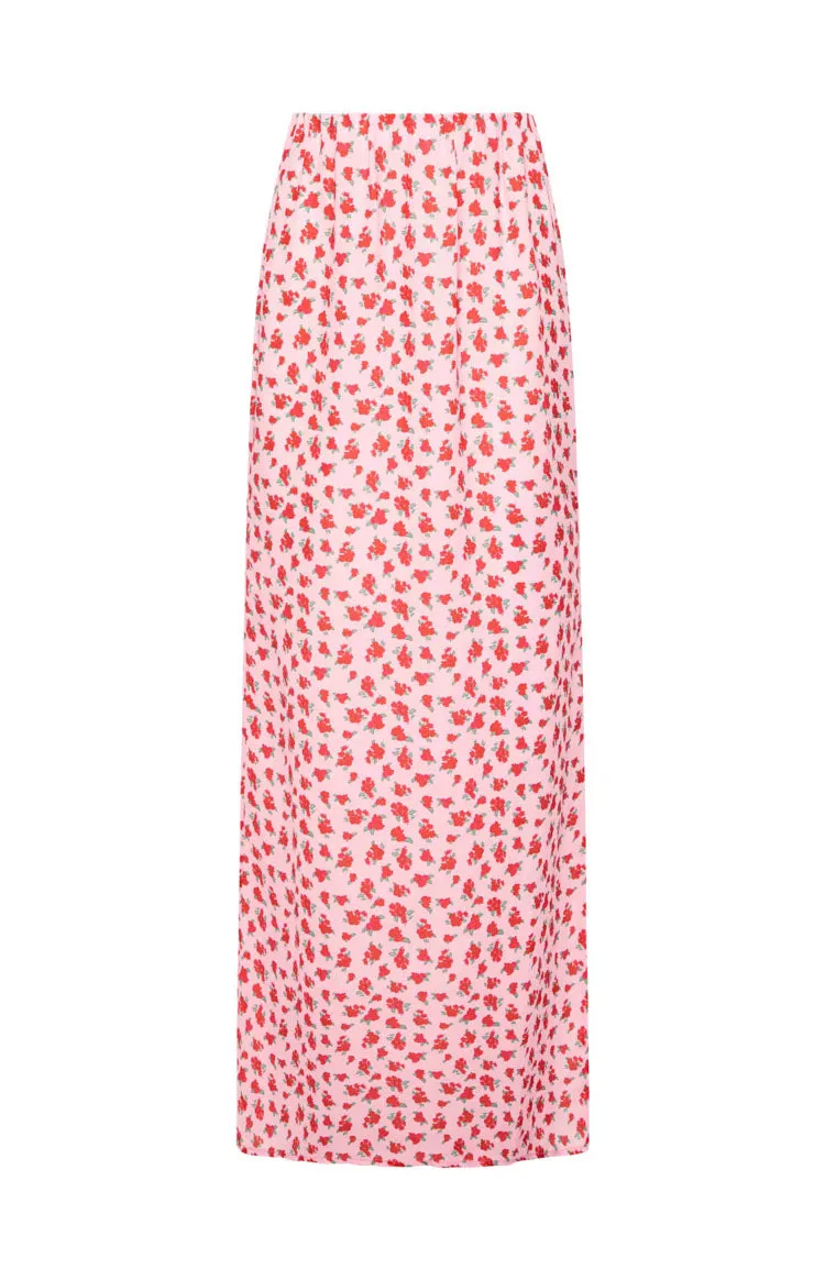 Yesterday Pink Floral Maxi Skirt sold by Beginning Boutique product image thumbnail 4