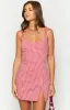 Rihanna Red Check Mini Dress sold by Beginning Boutique