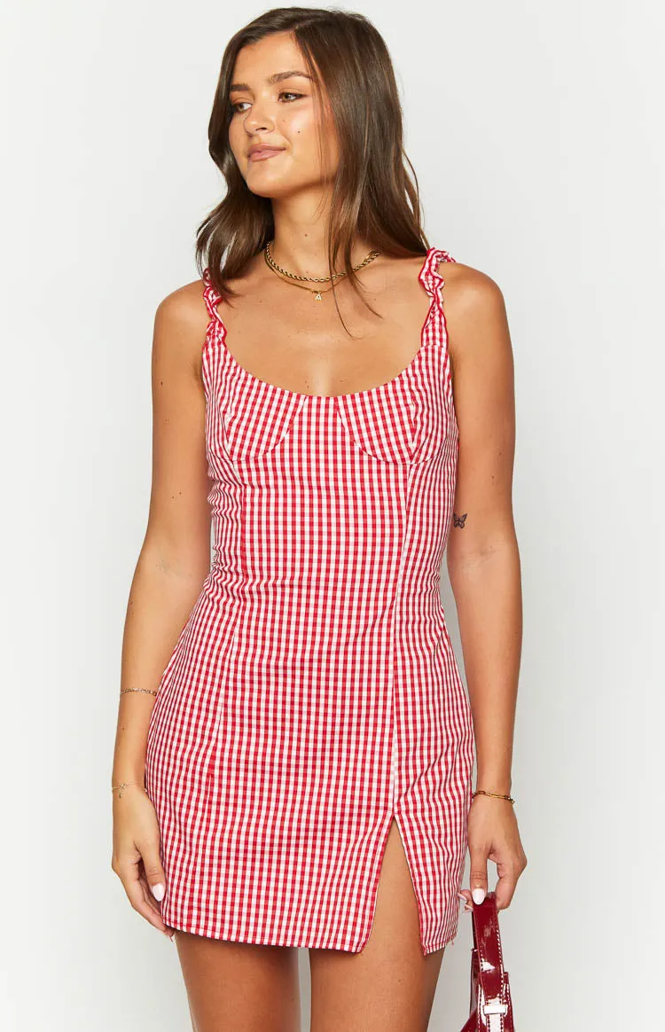 Rihanna Red Check Mini Dress sold by Beginning Boutique product image thumbnail 3