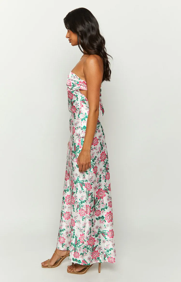 Astra Strapless Floral Satin Midi Dress sold by Beginning Boutique product image thumbnail 4