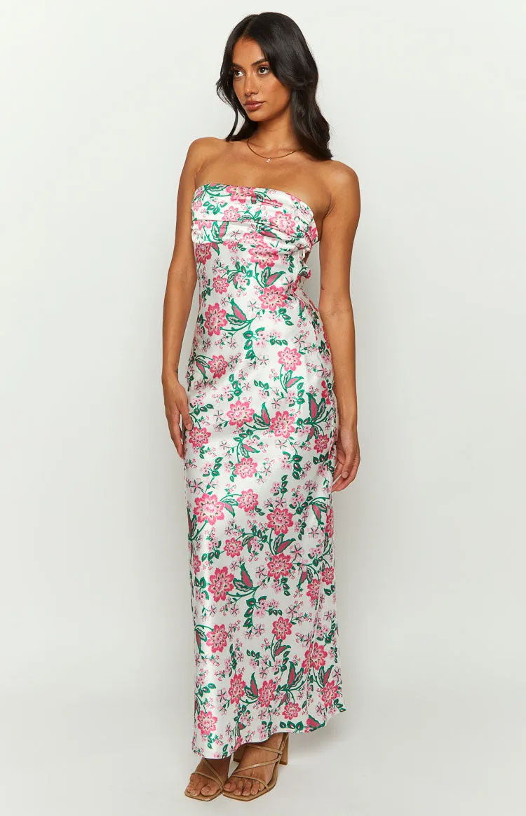 Astra Strapless Floral Satin Midi Dress sold by Beginning Boutique product image thumbnail 3