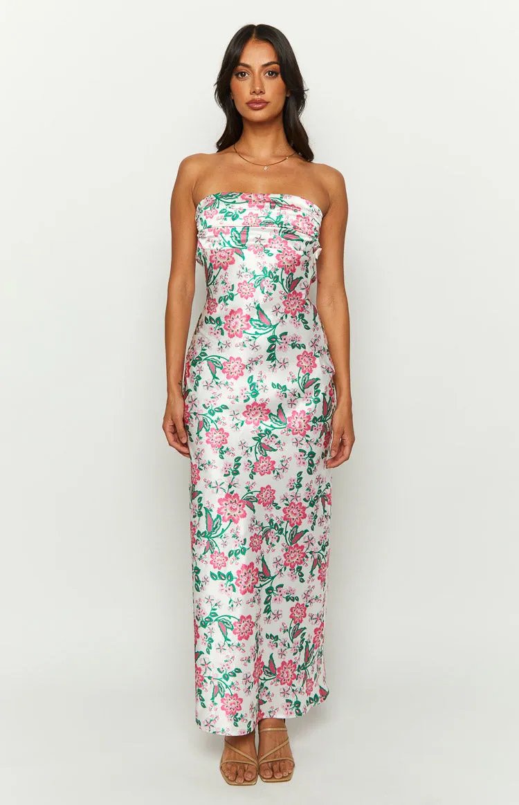 Astra Strapless Floral Satin Midi Dress sold by Beginning Boutique product image thumbnail 2
