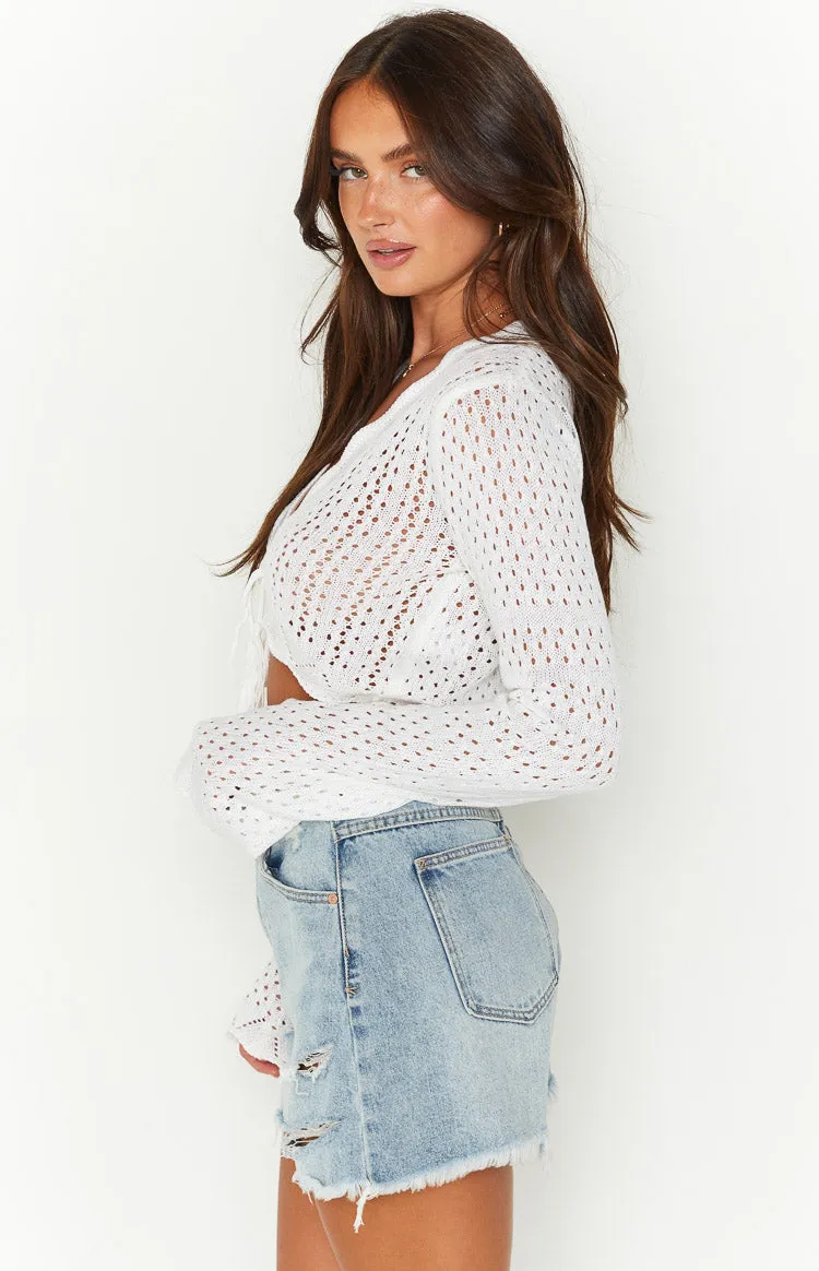 Eilish White Crochet Long Sleeve Top sold by Beginning Boutique product image thumbnail 3