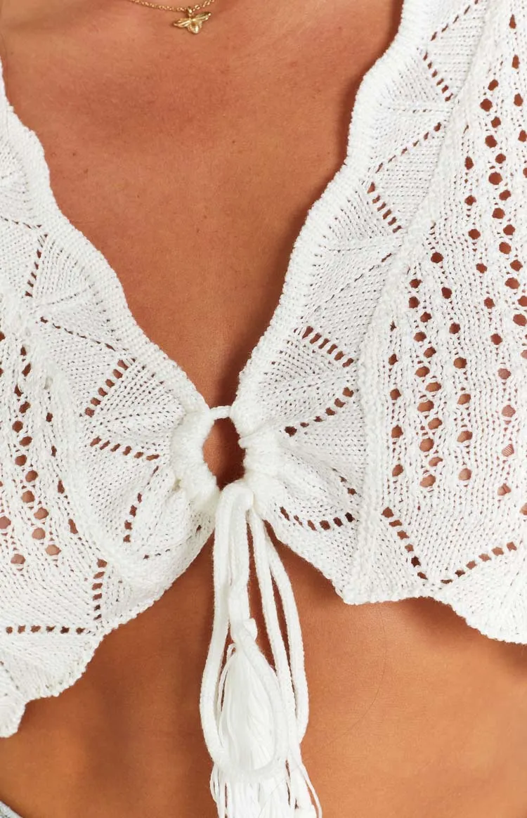 Eilish White Crochet Long Sleeve Top sold by Beginning Boutique product image thumbnail 4