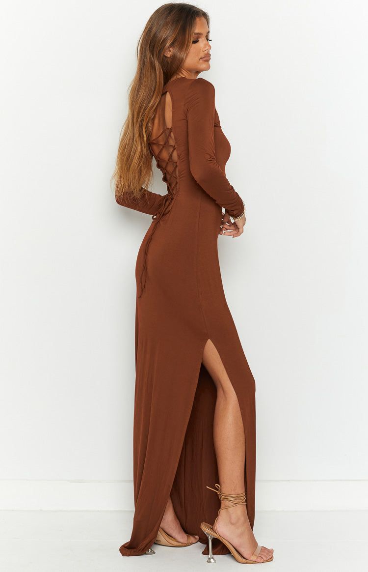 Toni Brown Long Sleeve Maxi Dress sold by Beginning Boutique product image thumbnail 3