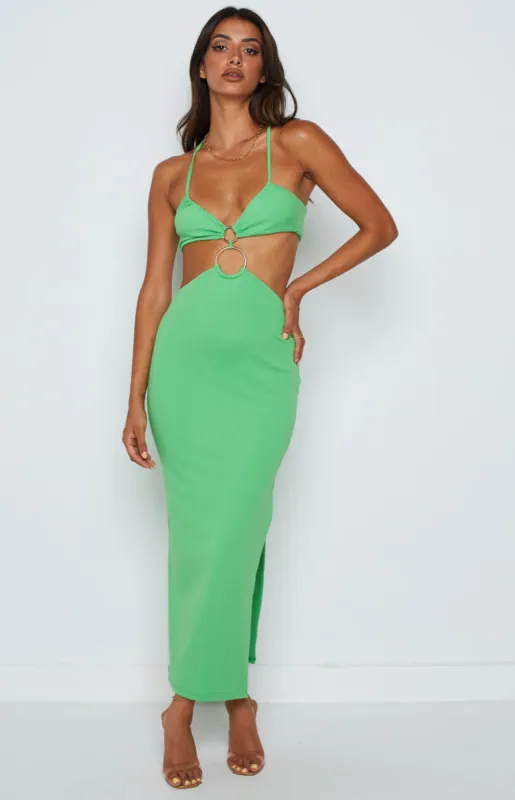Earthling Green Maxi Halter Dress sold by Beginning Boutique